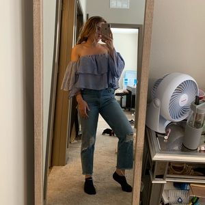 Purple off shoulder top